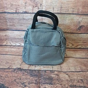Gray & White Stripe Lunch Bag